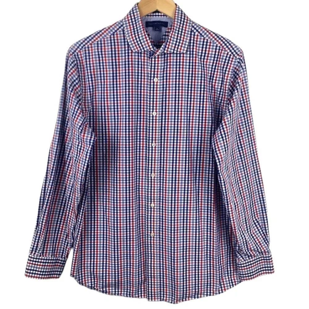 Tommy Hilfiger men’s size 16 red blue plaid dress shirt